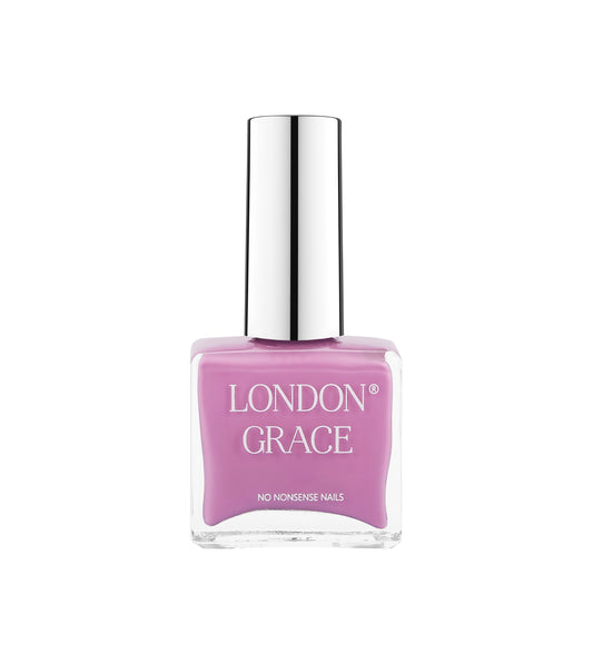 London Grace Cindy Nail Polish, a bold pinky-purple shade in a recyclable bottle, perfect for a standout manicure.