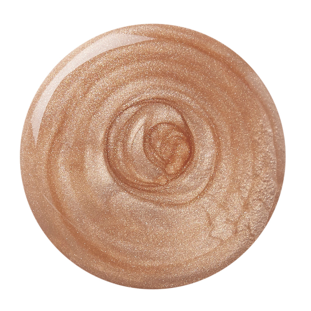 London Grace Clare Nail Polish, a warm gold shade with a subtle shimmer, in a recyclable bottle, ideal for sophisticated manicures.