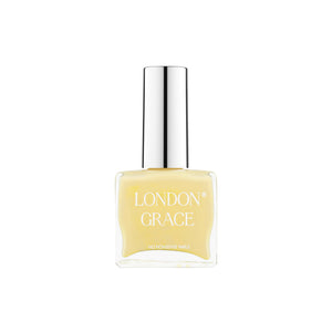 London Grace Daphne Nail Polish in a soft, sunny hue, offering a glossy, salon-quality finish in an eco-friendly, recyclable bottle.