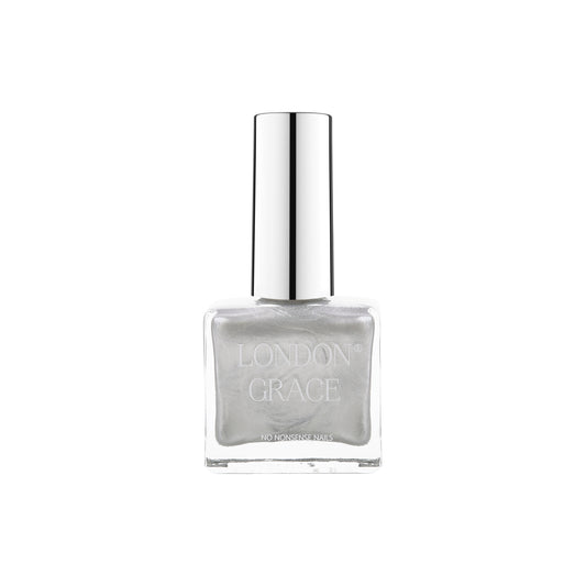 Metallic silver nail polish bottle — London Grace Esme.