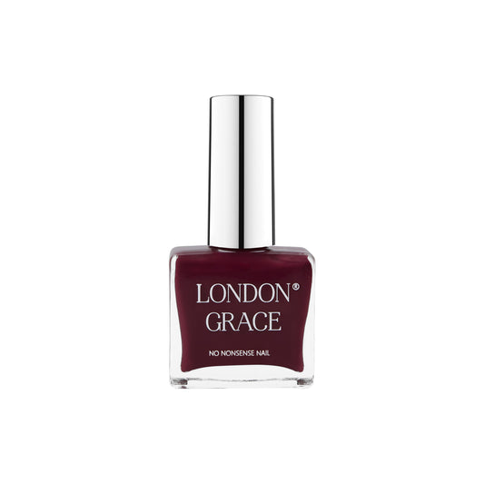 Deep purple nail polish bottle — London Grace Felix.