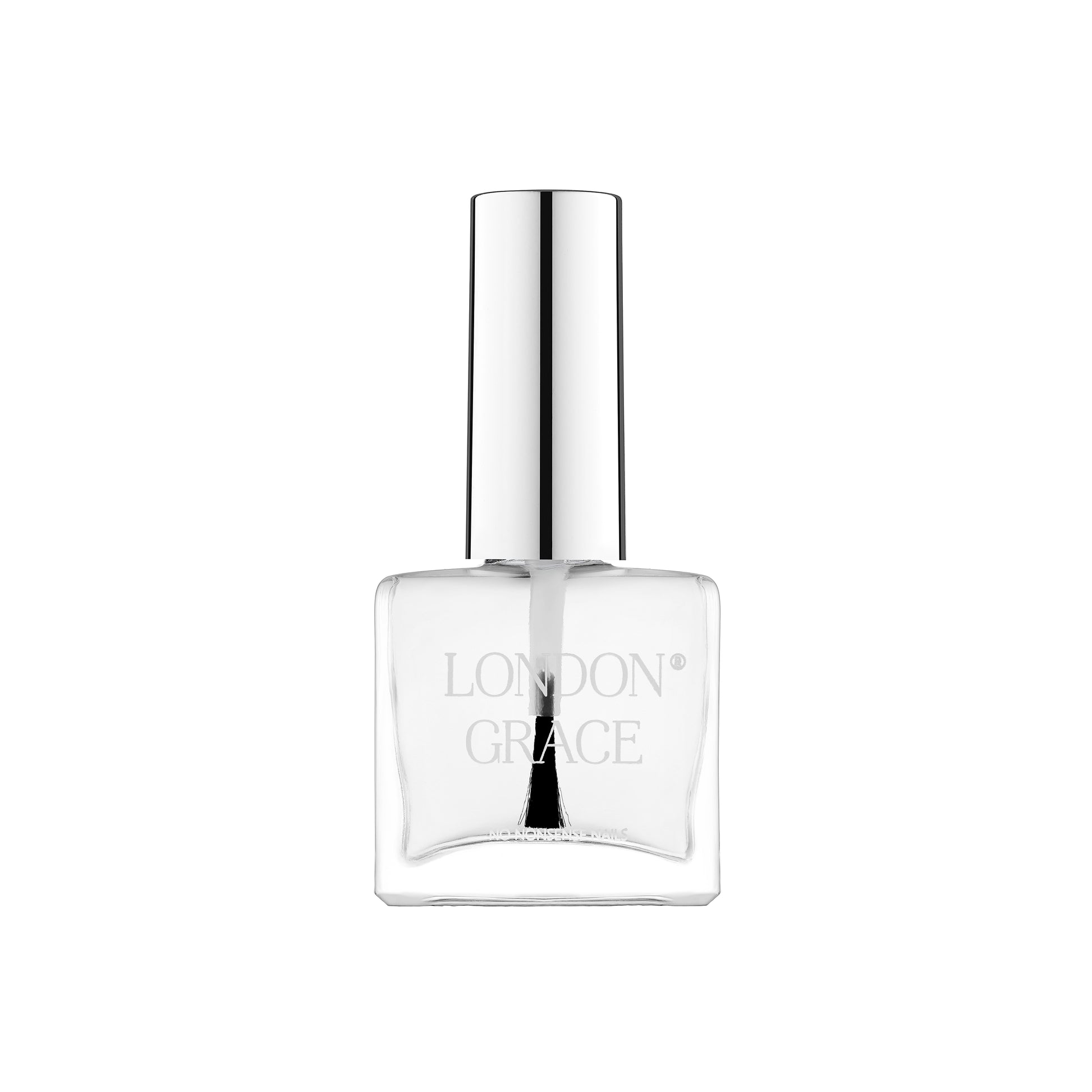 London Grace Glossy Top Coat – crystal-clear finish, locks in colour, and extends nail polish wear. Vegan, cruelty-free, and highly glossy.