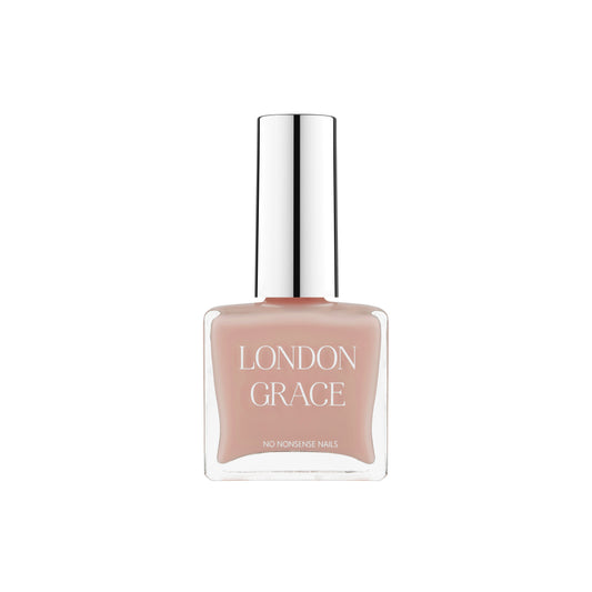 London Grace Lily Nail Polish – blushing nude shade, vegan, cruelty-free, and glossy finish.