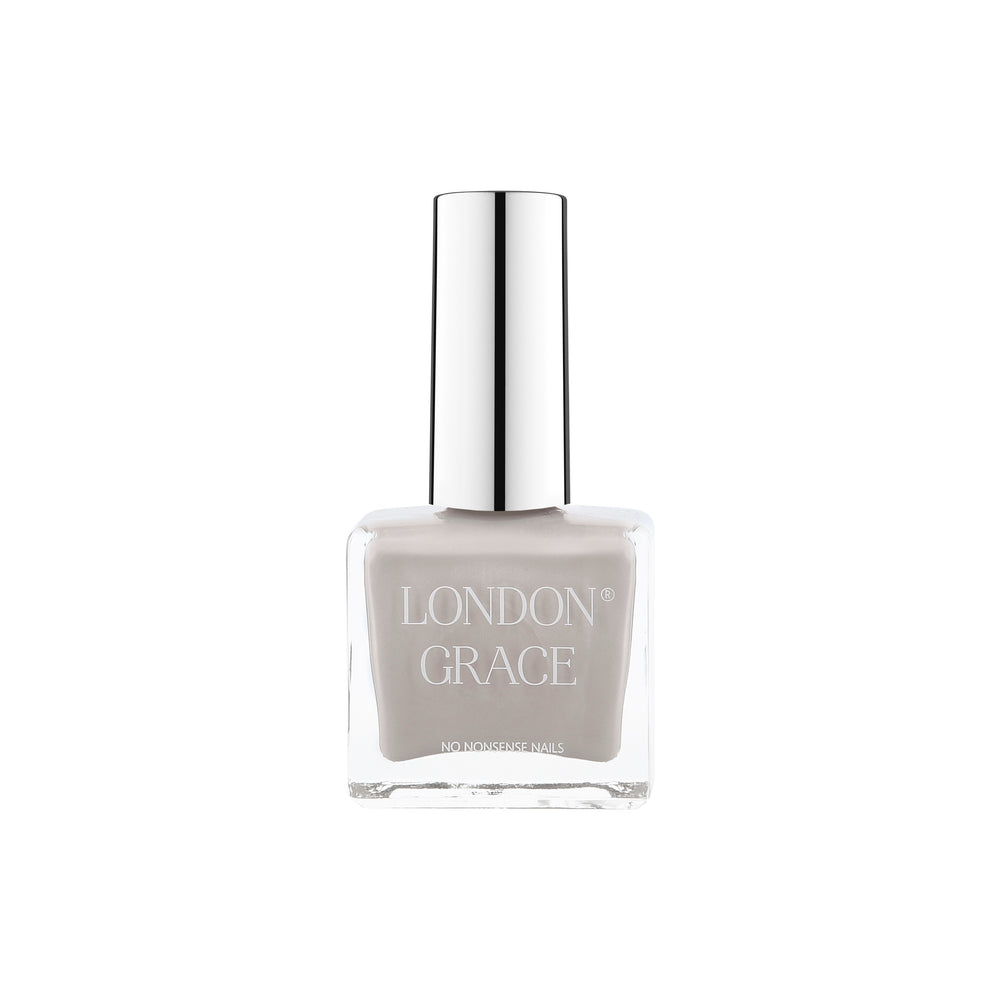 London Grace Louis Nail Polish – muted grey, vegan, cruelty-free, and glossy finish for a timeless look.