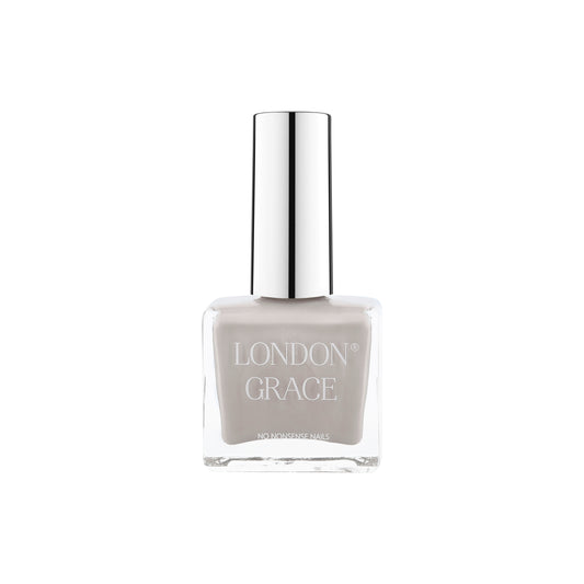 London Grace Louis Nail Polish – muted grey, vegan, cruelty-free, and glossy finish for a timeless look.