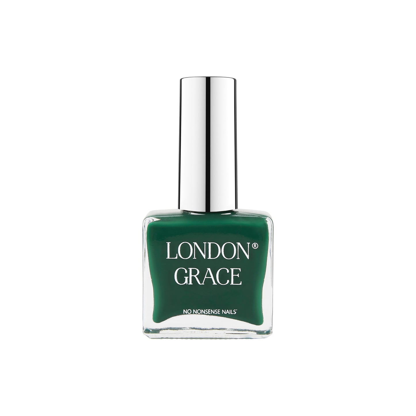 London Grace Lucy Nail Polish – deep emerald green with a glossy, high-impact finish. Vegan and cruelty-free formula.