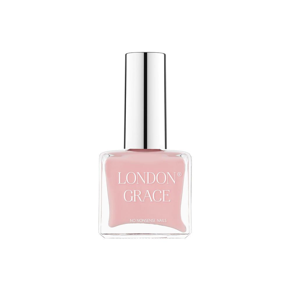 London Grace Mia Nail Polish – natural pink shade for a soft, laid-back pop of colour. Vegan, cruelty-free, and glossy finish.