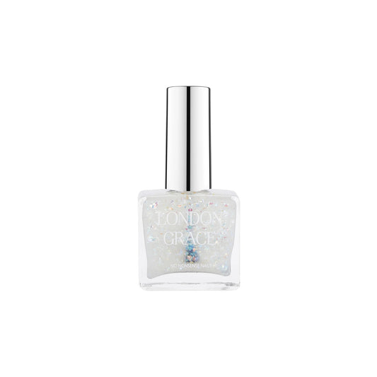 London Grace Pearl Top Coat – adds iridescent glitter and locks in colour. Vegan, cruelty-free, long-lasting shine.