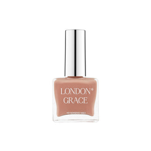 London Grace Primrose Nail Polish – warm nude shade. Vegan, cruelty-free, glossy, and long-lasting.