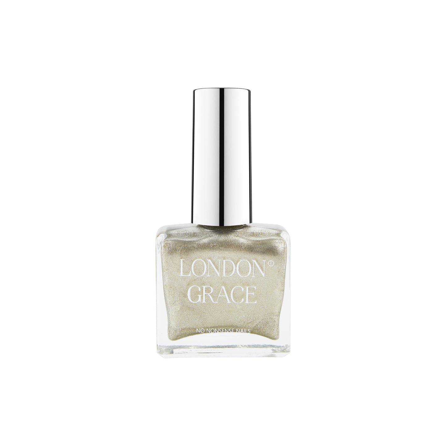 London Grace Pyrite Nail Polish – shimmering metallic shade from the Crystal Collection. Vegan, cruelty-free, glossy, and long-wearing.