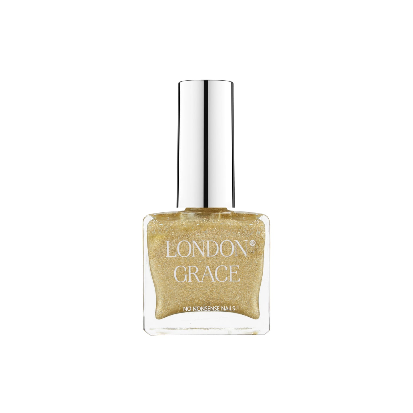 London Grace Rihanna Nail Polish – sparkling gold glitter for a glamorous, long-lasting manicure. Vegan, cruelty-free, and eco-friendly.