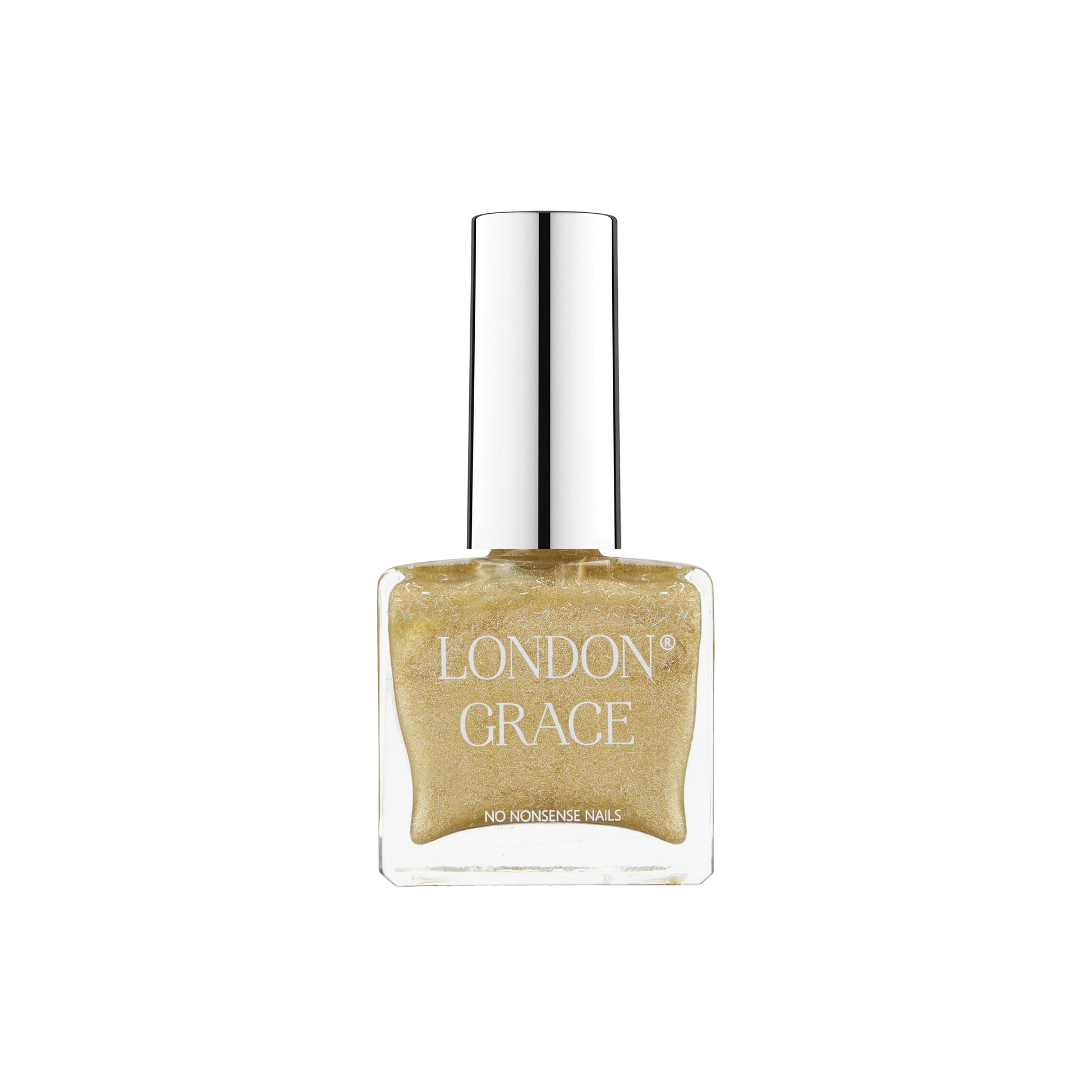 London Grace Rihanna Nail Polish – sparkling gold glitter for a glamorous, long-lasting manicure. Vegan, cruelty-free, and eco-friendly.