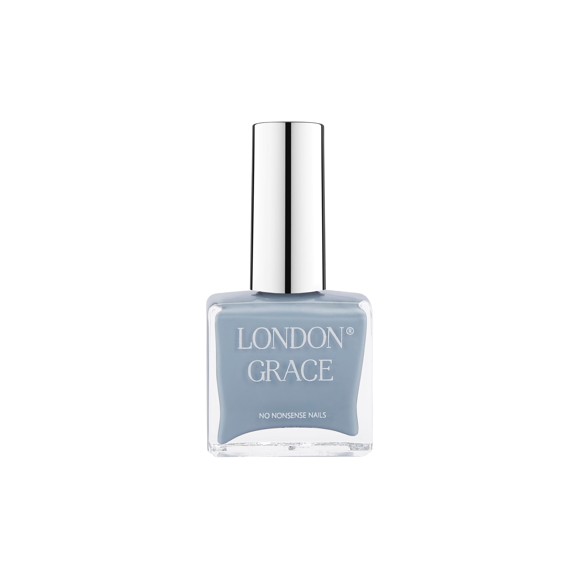 London Grace River Nail Polish – soothing blue shade for a calming, long-wearing manicure. Vegan, cruelty-free, and eco-friendly.