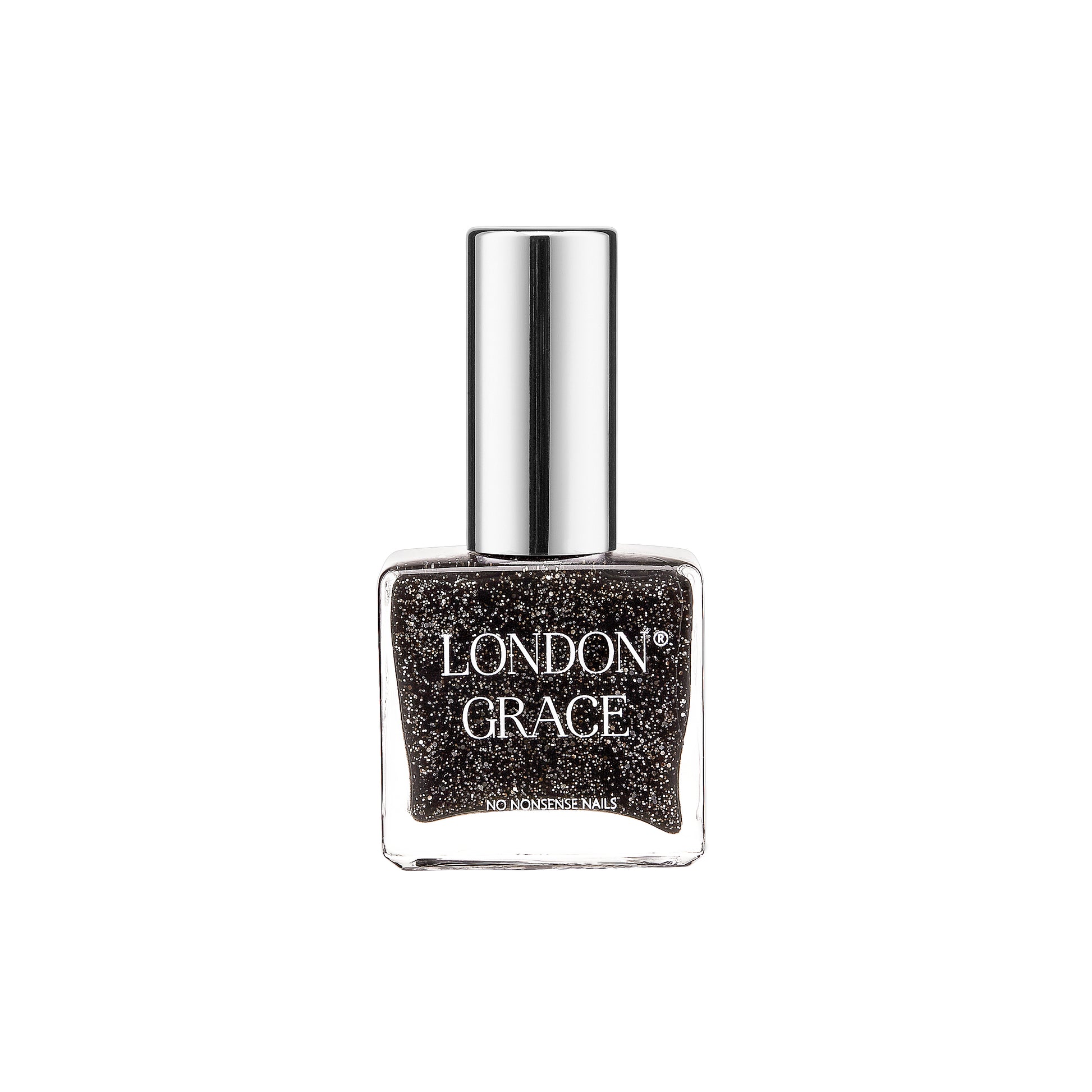 London Grace Ross Nail Polish – glitzy glitter polish for a fun, party-ready look. Vegan, eco-friendly, and long-lasting.