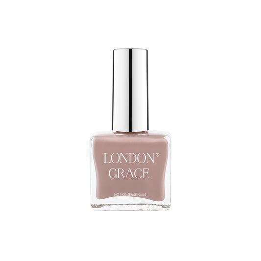 London Grace Semra Nail Polish – warm grey-purple for a polished, understated manicure. Vegan, eco-friendly, and long-lasting.