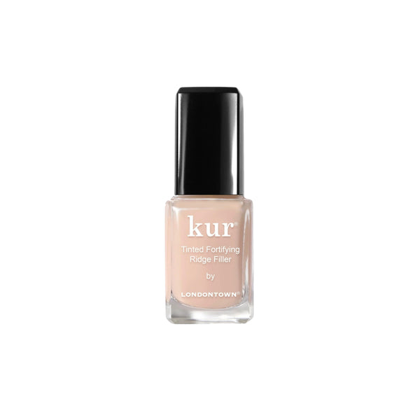 Londontown Tinted Fortifying Ridge Filler in Apricot Beige nail primer bottle with soft satin tint