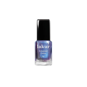 LONDONTOWN Wildberry Freeze nail polish in a purple shade with blue shimmer finish on white background