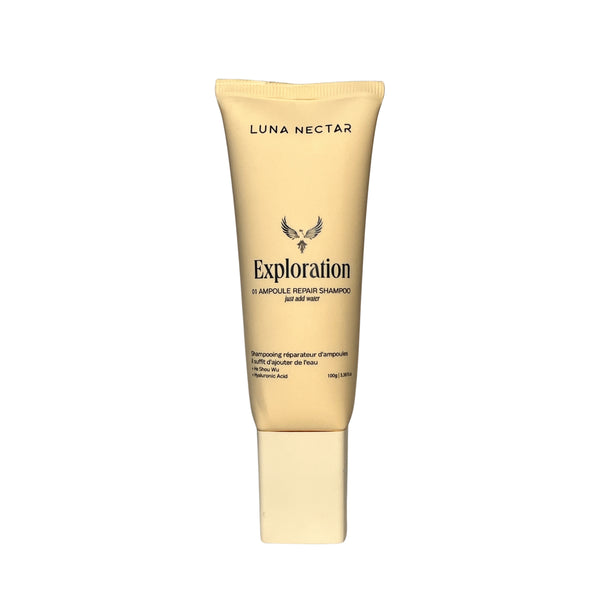 LUNA NECTAR Exploration 01 waterless ampoule shampoo bottle with mint ice cream texture and natural ingredients.