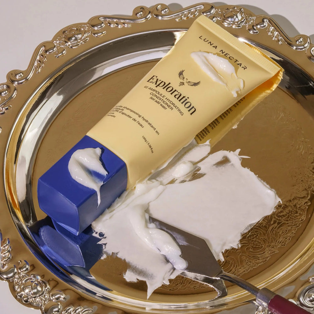 LUNA NECTAR Exploration 02 waterless ampoule hydrating conditioner with a grapefruit rosemary pudding texture and natural ingredients.