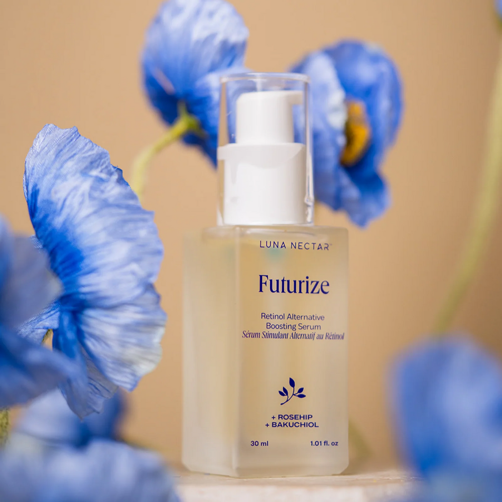 LUNA NECTAR Futurize Retinol Alternative Boosting Serum – plant-based serum with bakuchiol and rosehip.