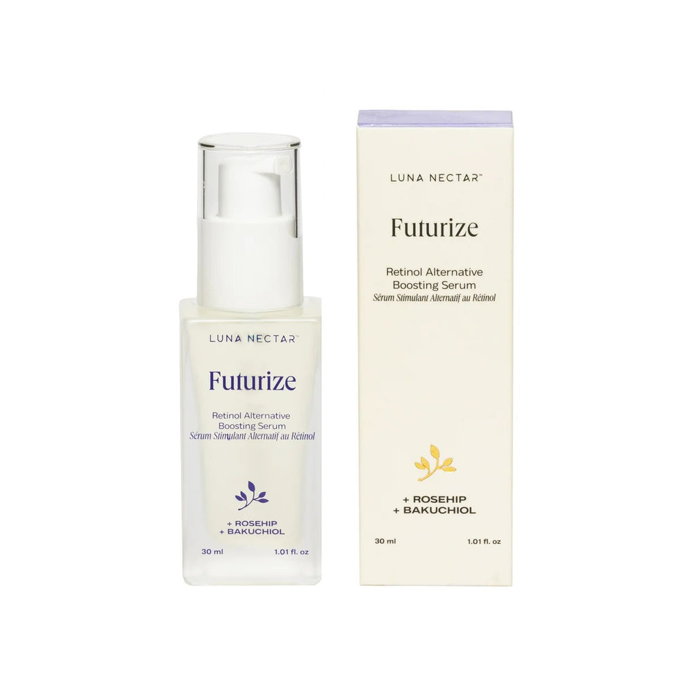  LUNA NECTAR Futurize Retinol Alternative Boosting Serum – plant-based serum with bakuchiol and rosehip.