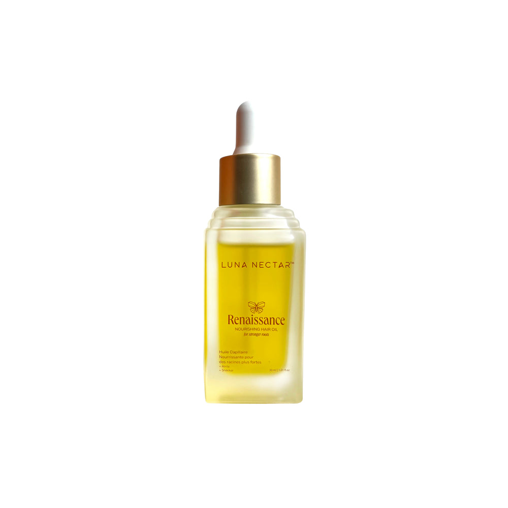 LUNA NECTAR Renaissance Nourishing Pre-Wash Hair Oil – botanical hair oil for hydration and shine.