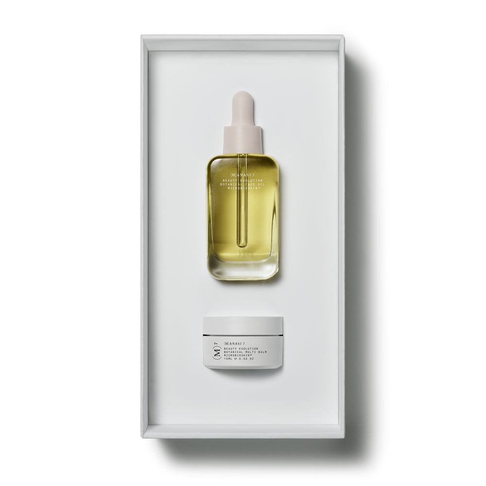 MANASI 7 Barrier Booster Limited Edition Box with Botanical Face Oil Armonia and Botanical Multi Balm Kaede – a skincare duo designed to hydrate, protect, and restore the skin’s natural barrier.