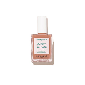 Bottle of MANUCURIST Active Smooth 02 CC Nail Polish with a rosy pink satin finish for smoothing and perfecting the nail surface.