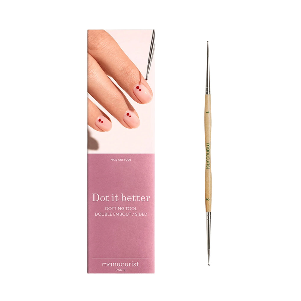 Manucurist Dotting Tool with dual precision tips and curved handle for easy nail art designs.