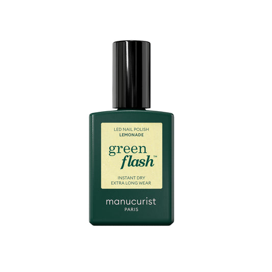 MANUCURIST Green Flash™ LED Nail Polish in Lemonade - Pale yellow shade with shimmer, opaque coverage, eco-friendly gel polish