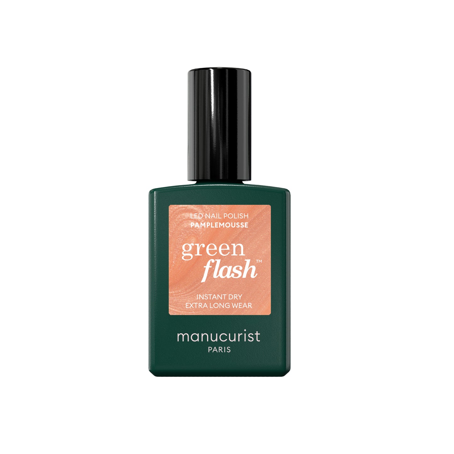 MANUCURIST Green Flash™ LED Nail Polish in Pamplemousse - Soft pearlescent orange shade, opaque coverage, eco-friendly gel polish