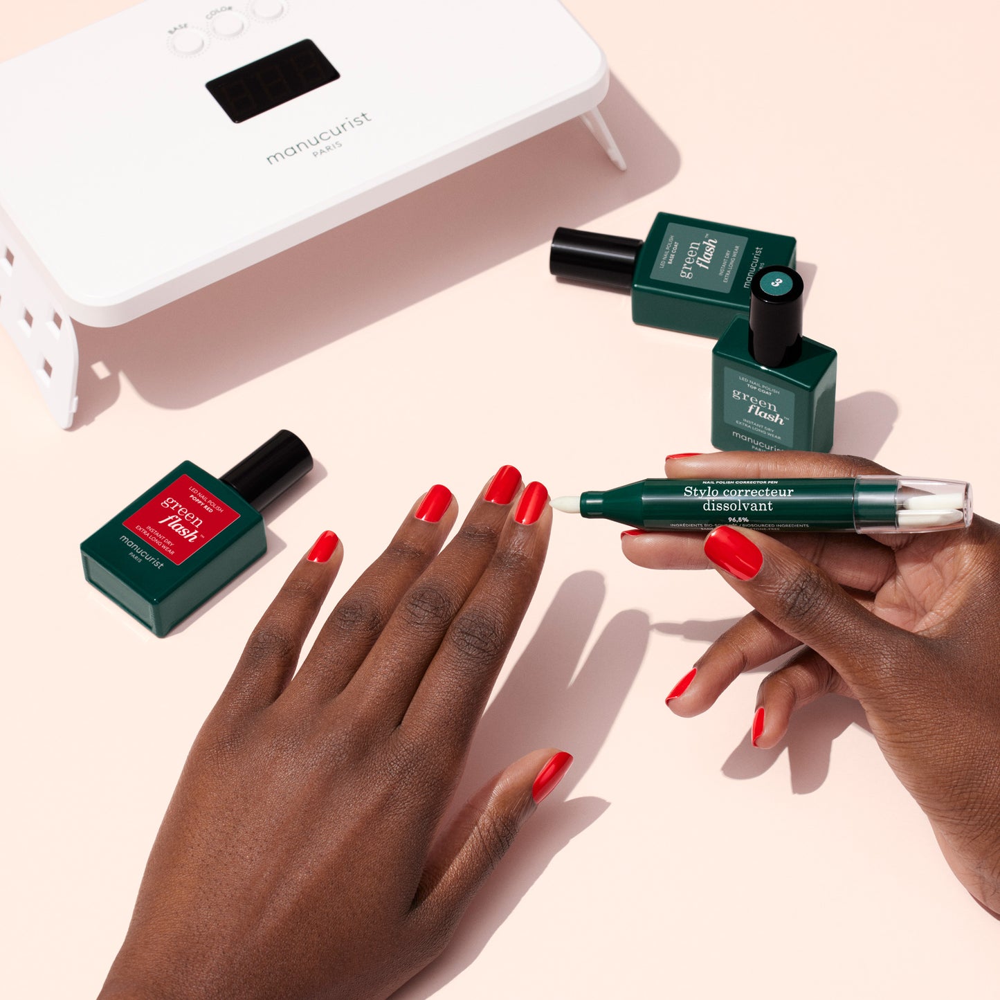 MANUCURIST Green Flash Retail Kit 36W Hortencia & Poppy Red