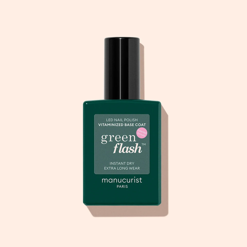 Manucurist Green Flash Vitaminized Base Coat with hexanal, vitamin C, and vitamin E in 15ml bottle