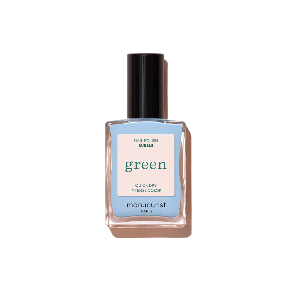 Manucurist Green™ Bubble—a cool light blue nail polish with grey undertones in a 15ml bottle.