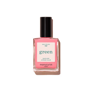 Manucurist Green™ Pop—a bold electric pink nail polish with orange undertones in a 15ml bottle.