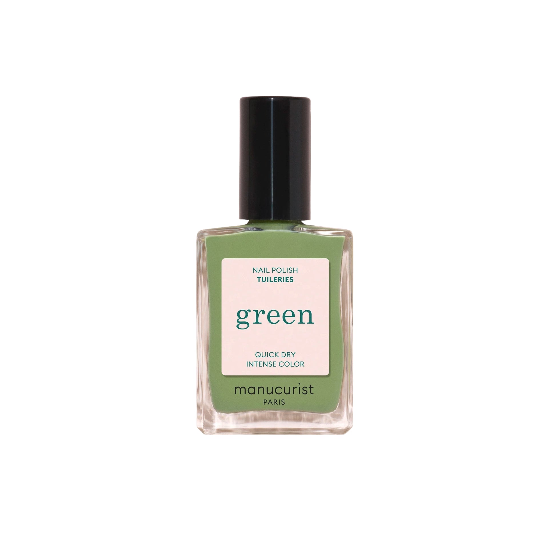 MANUCURIST Green Nail Polish Tuileries, herbal olive green, opaque, 79.5% plant-based, 15ml, 12-free, vegan and cruelty-free