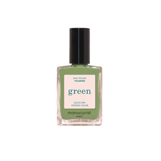 MANUCURIST Green Nail Polish Tuileries, herbal olive green, opaque, 79.5% plant-based, 15ml, 12-free, vegan and cruelty-free