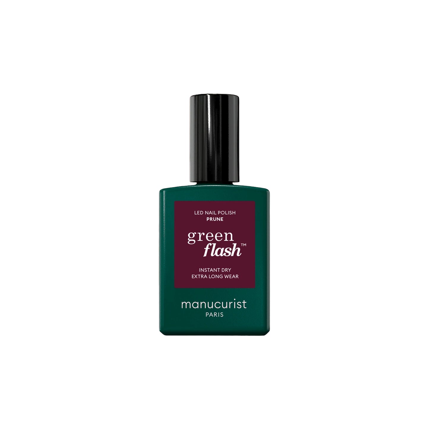 MANUCURIST Green Flash™ Prune semi-permanent gel nail polish in deep wine red, 15ml, 12-free, 56% plant-based