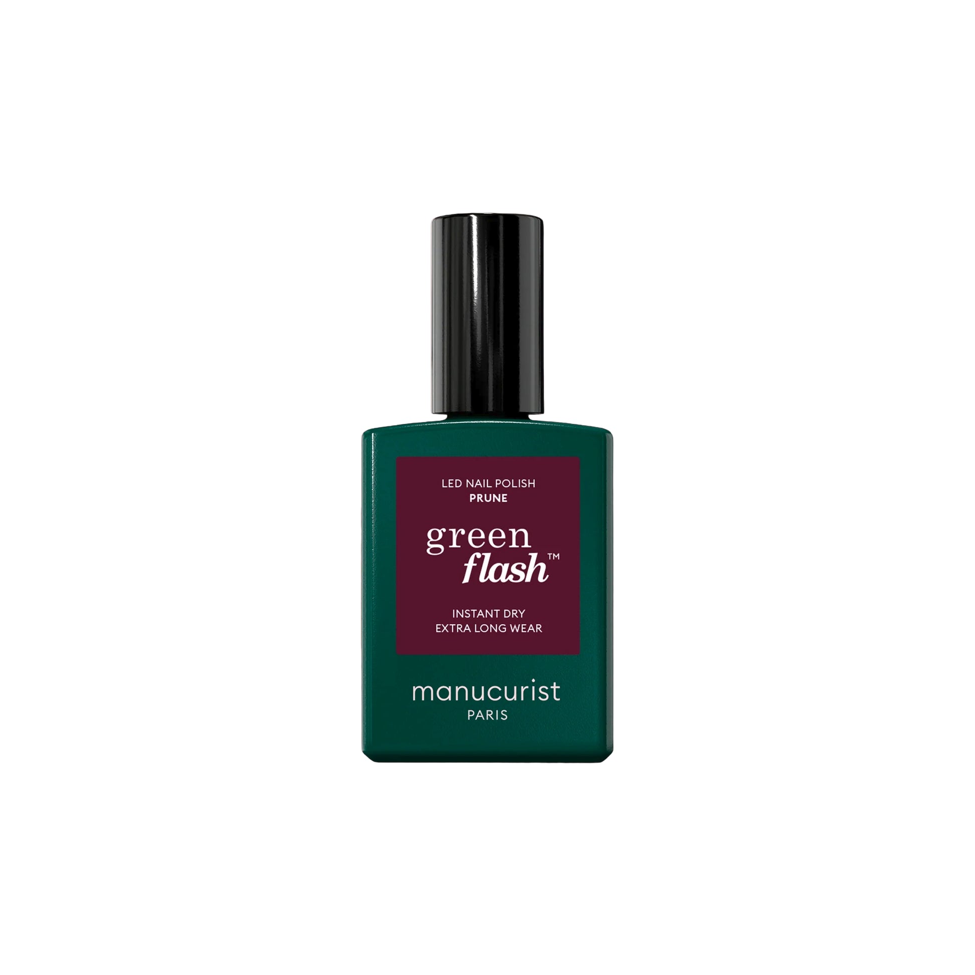 MANUCURIST Green Flash™ Prune semi-permanent gel nail polish in deep wine red, 15ml, 12-free, 56% plant-based