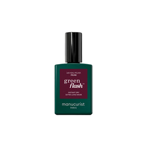 MANUCURIST Green Flash™ Prune semi-permanent gel nail polish in deep wine red, 15ml, 12-free, 56% plant-based