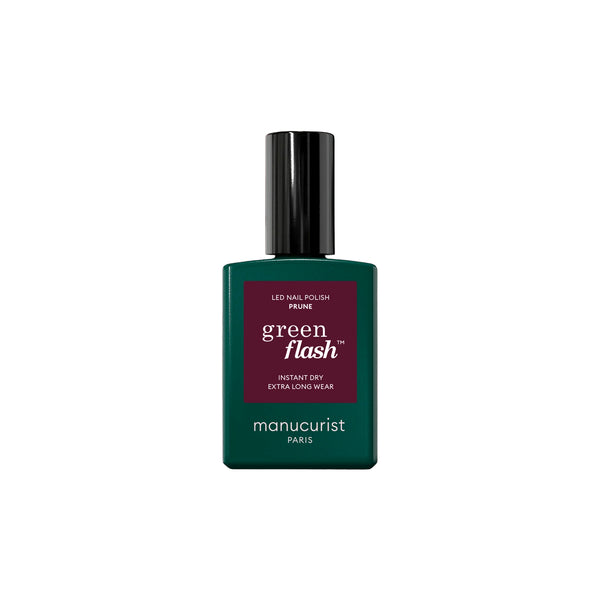 MANUCURIST Green Flash™ Prune semi-permanent gel nail polish in deep wine red, 15ml, 12-free, 56% plant-based