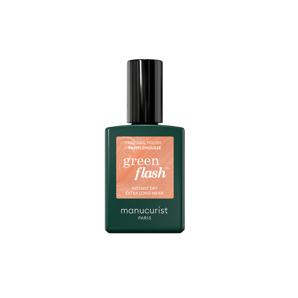 MANUCURIST Green Flash™ LED Nail Polish in Pamplemousse - Soft pearlescent orange shade, opaque coverage, eco-friendly gel polish