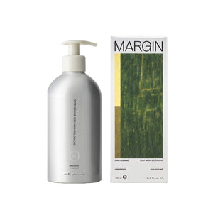 MARGIN Core Cleanse Body Wash – Unscented, ultra-hydrating body cleanser with glycerin, niacinamide, and gluconolactone, fragrance-free, 500 mL.