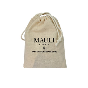 Beige drawstring bag with 'MAULI RITUALS' branding on a white background