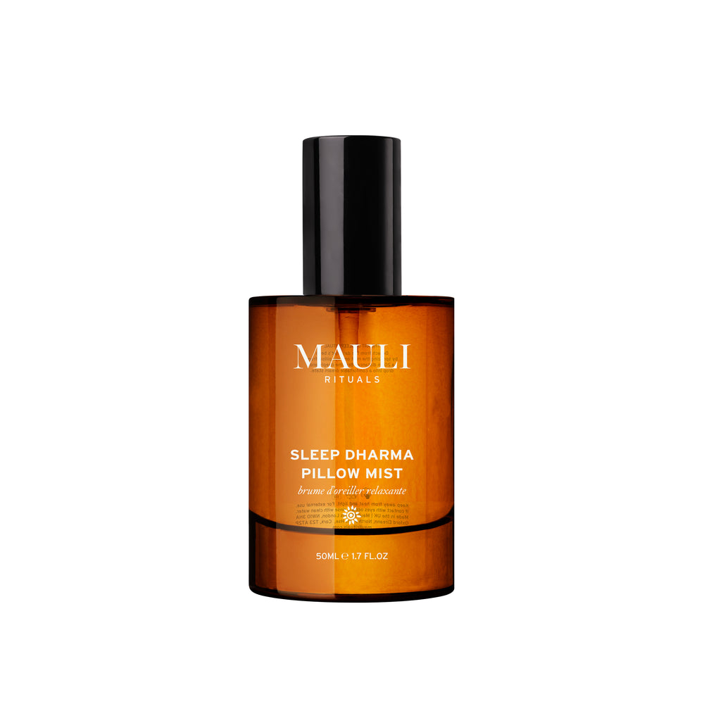 Bottle of Mauli Rituals Sleep Dharma Pillow Mist on a white background