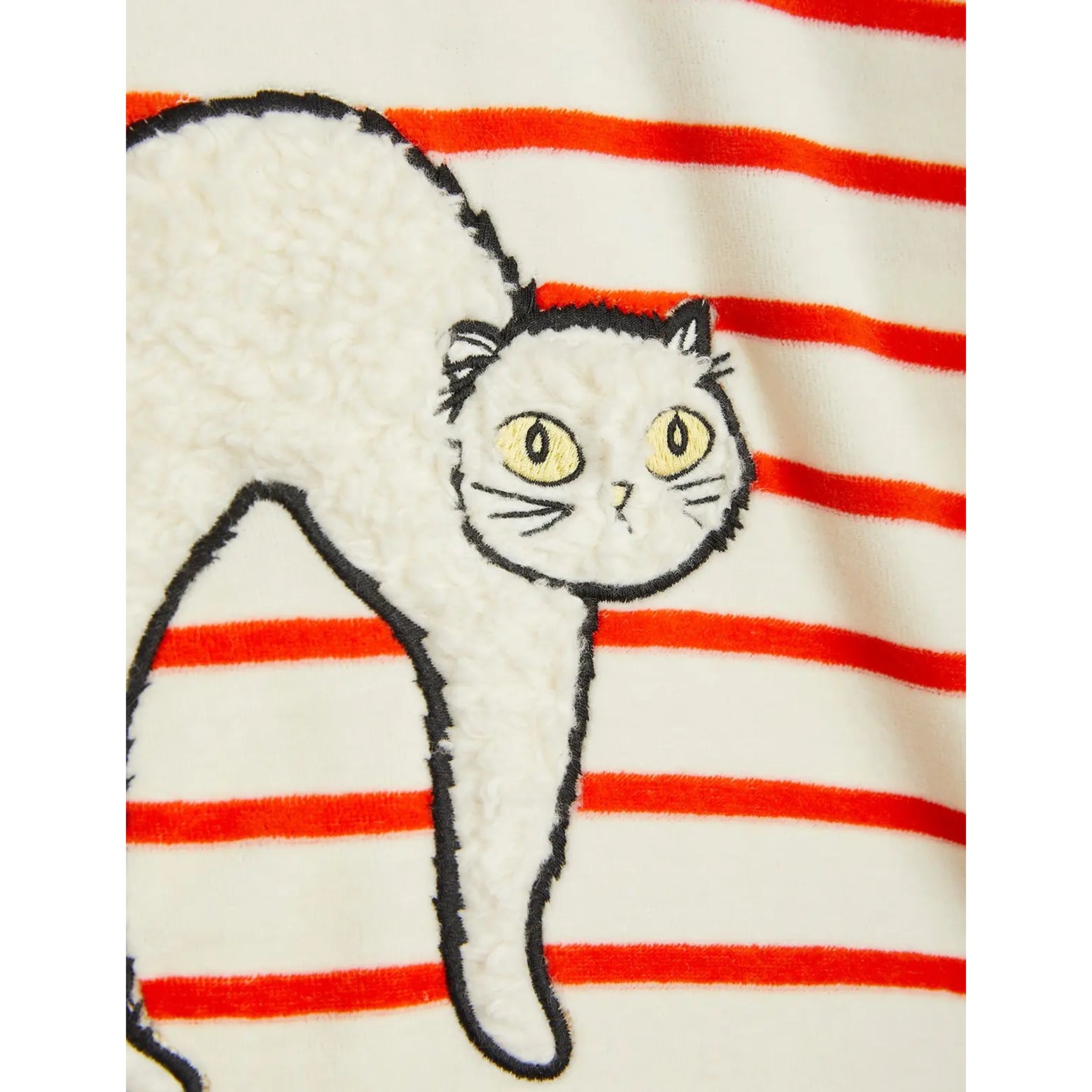 MINI RODINI Angry Cat Embroidered Velour Sweatshirt ALWAYS SHOW