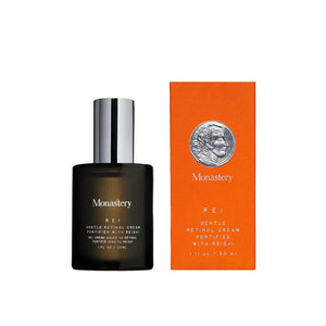 Bottle of Rei retinol serum displayed on a white background.