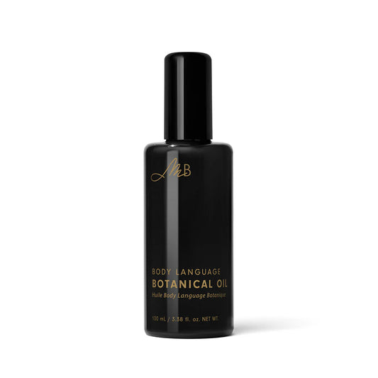 Bottle of MONIKA BLUNDER BEAUTY Body Language Botanical Oil, a nourishing blend of Austrian botanicals that hydrates and leaves skin with a radiant, dewy glow.