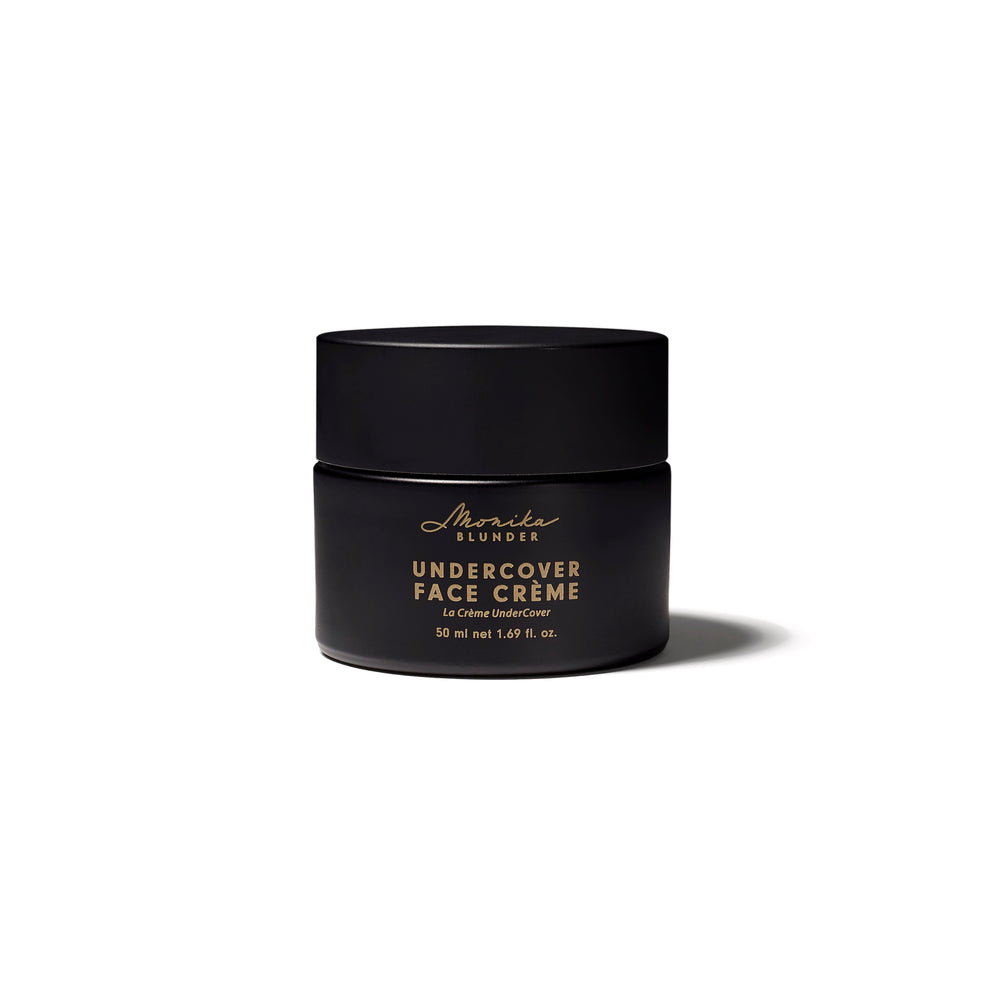 MONIKA BLUNDER BEAUTY Undercover Face Crème, a rich vegan moisturizer with alpine rose, edelweiss, and arnica to hydrate, smooth, and prep skin for foundation.
