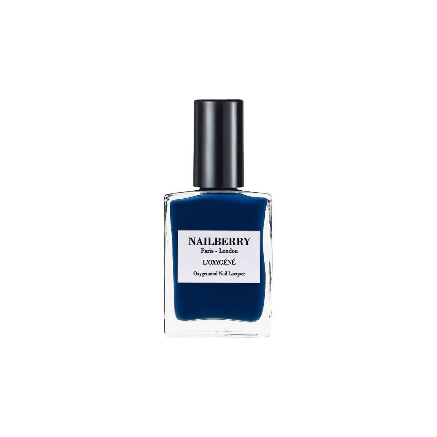 NAILBERRY Orage indigo blue nail polish with high-gloss finish, providing a bold and sophisticated look for autumn-winter. Vegan, cruelty-free, and breathable.